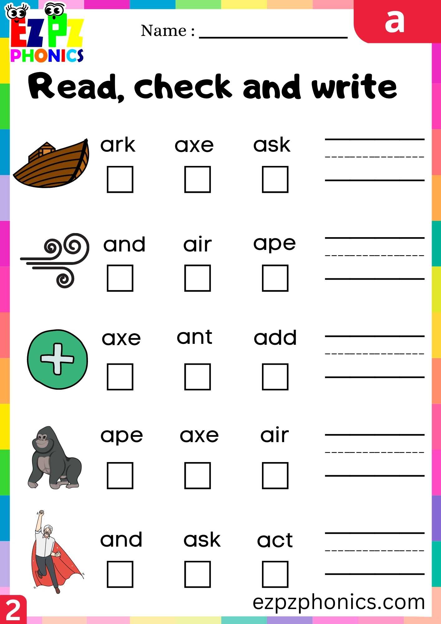 Letter a Circle and Write Beginning Sounds Worksheet - ezpzphonics.com