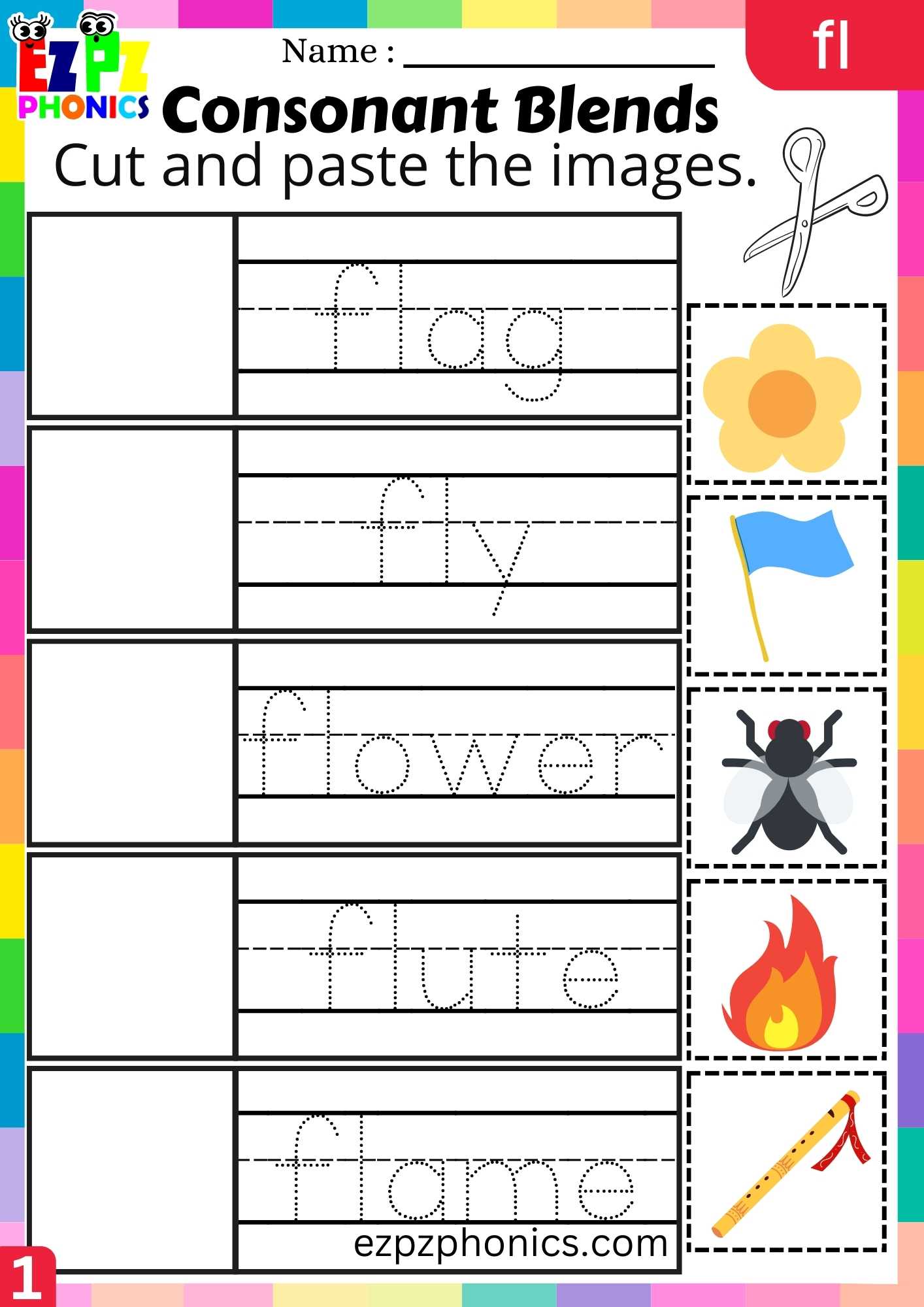 fl-blends-ezpzphonics-com for Free Printable Consonant Blends Worksheets FL Blends - ezpzphonics.com for Free Printable Consonant Blends Worksheets