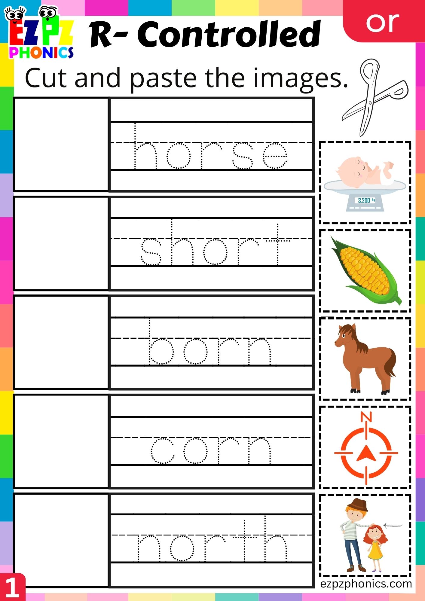 or-words-r-controlled-vowels-ezpzphonics-com for Free Printable R Controlled Vowel Worksheets or Words R- Controlled Vowels - ezpzphonics.com for Free Printable R Controlled Vowel Worksheets